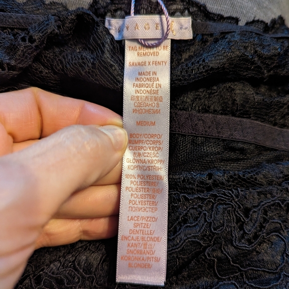 Savage X Fenty Corded Lace and Tulle Maxi Slip in Black, Size Medium - Picture 10 of 11